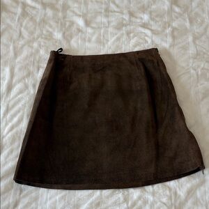 Banana Republic Brown Genuine Leather A-Line Mini Skirt Size 10 Y2K era